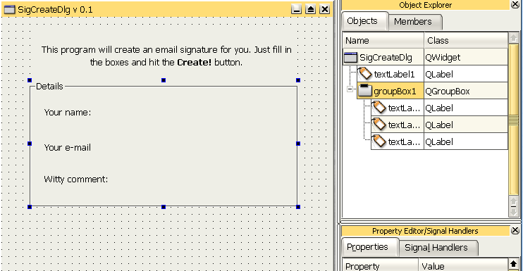 Виджет GroupBox с тремя метками (labels)