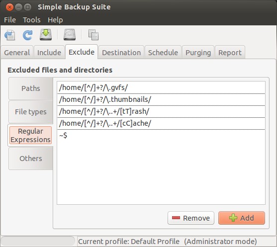 исключение директорий