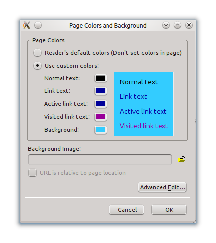 Цвета и фон страницы
