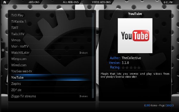 XBMC - приложение для просмотра Youtube
