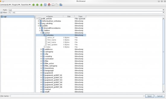 Рис. 7 SqlVFS, представление базы данных как файловой системы