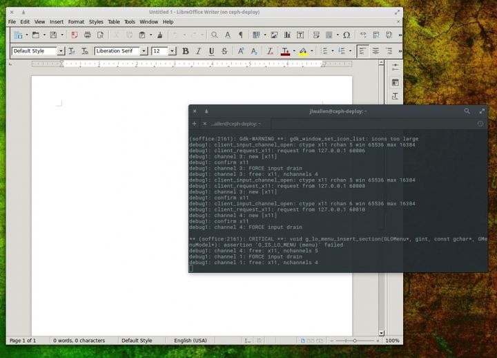 Запуск экземпляра приложения LibreOffice Writer с удаленной машины