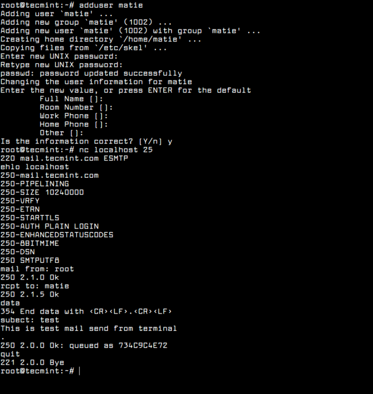 тестирование подключения к SMTP