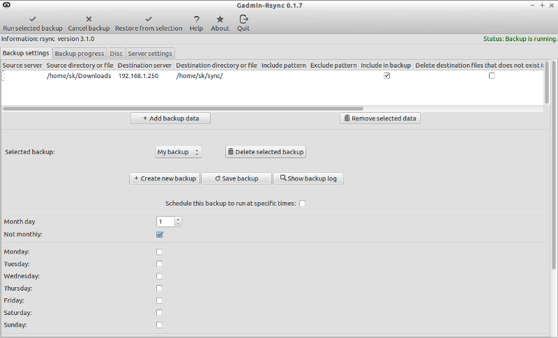 запуск резервного копирования